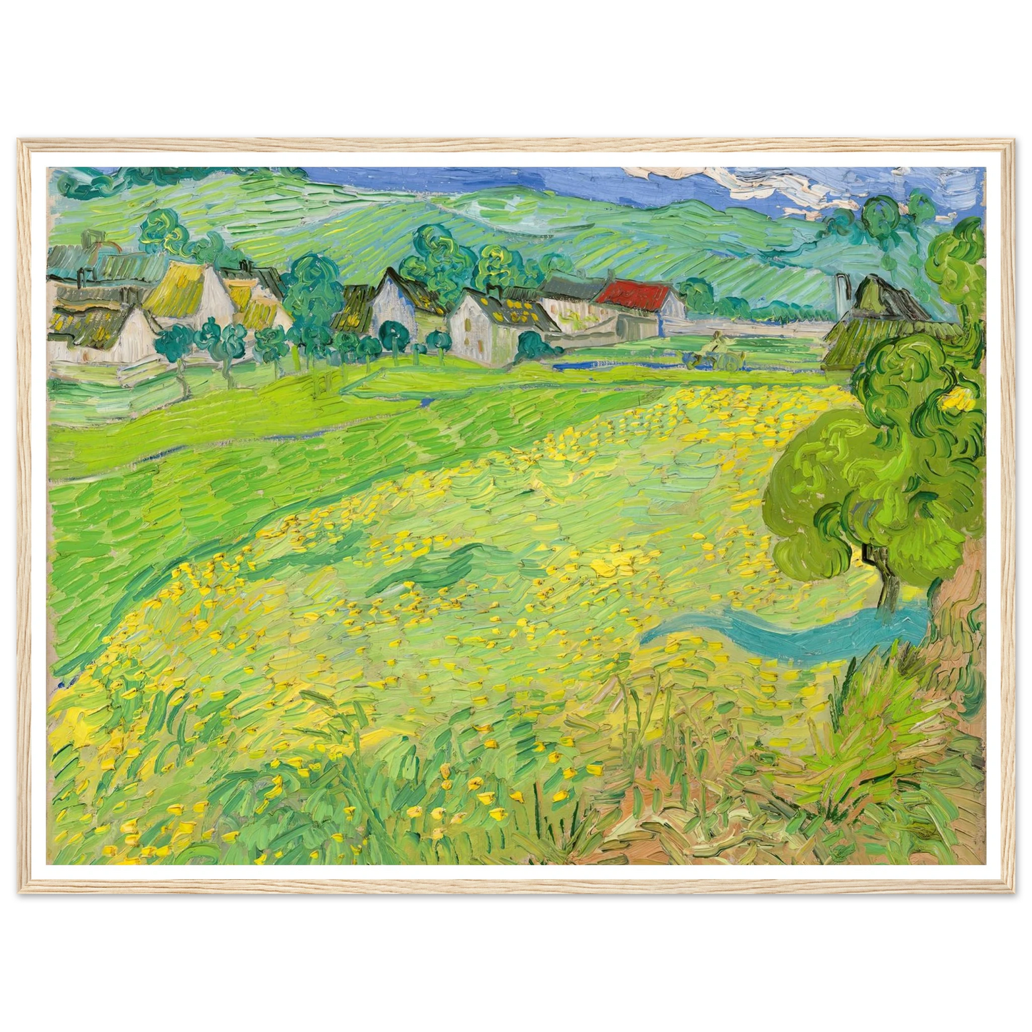 View of Vessenots Near Auvers (1890) Art Print | Vincent van Gogh - Framed Poster - 30x40 cm / 12x16″ - Black frame