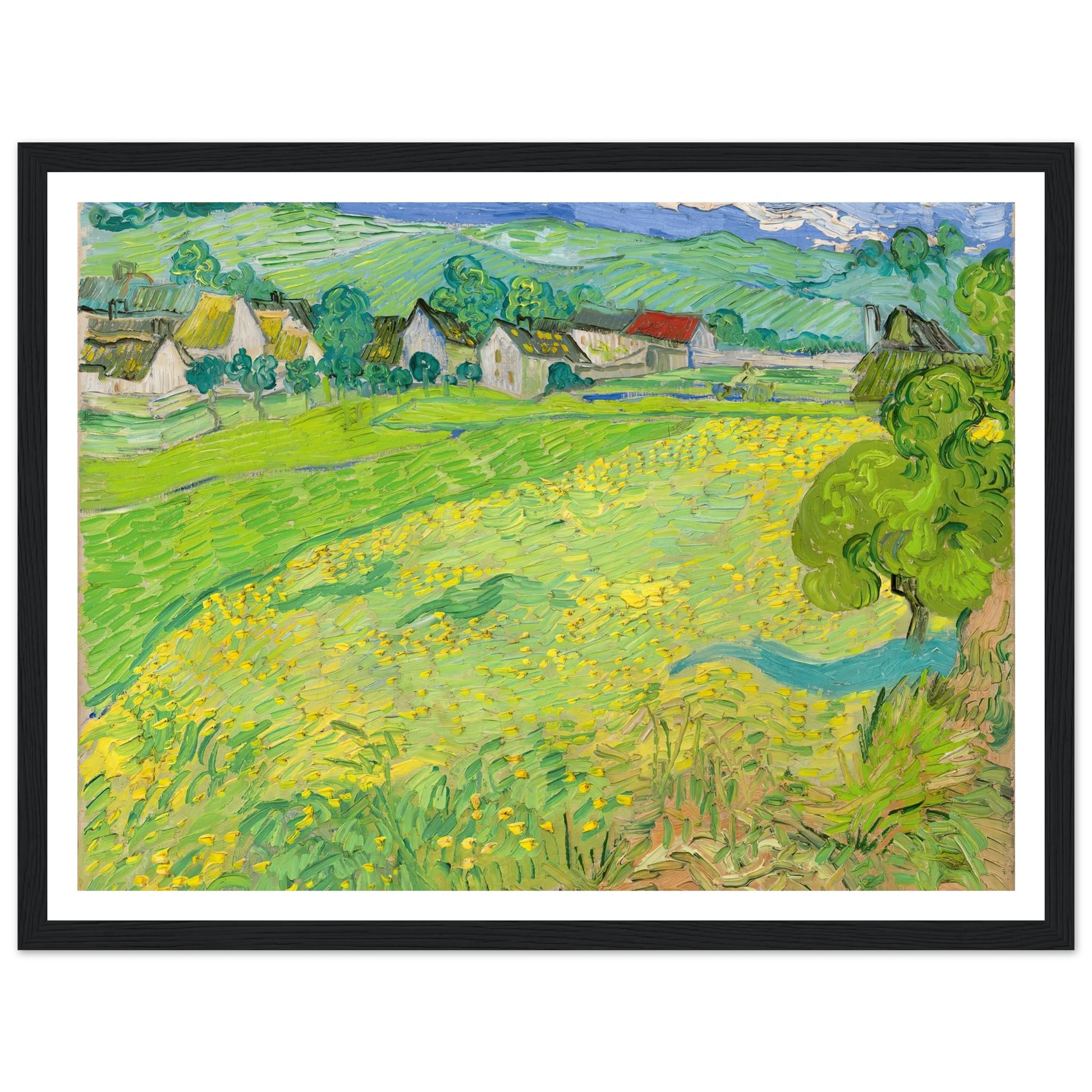 View of Vessenots Near Auvers (1890) Art Print | Vincent van Gogh - Framed Poster - 30x40 cm / 12x16″ - Black frame