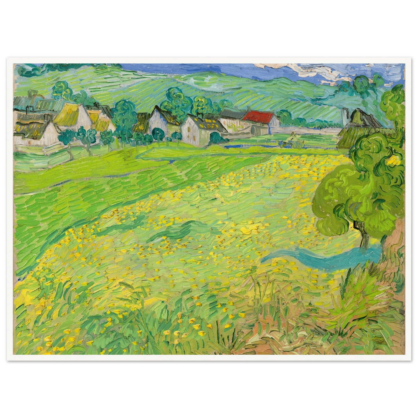 View of Vessenots Near Auvers (1890) Art Print | Vincent van Gogh - Framed Poster - 30x40 cm / 12x16″ - Black frame