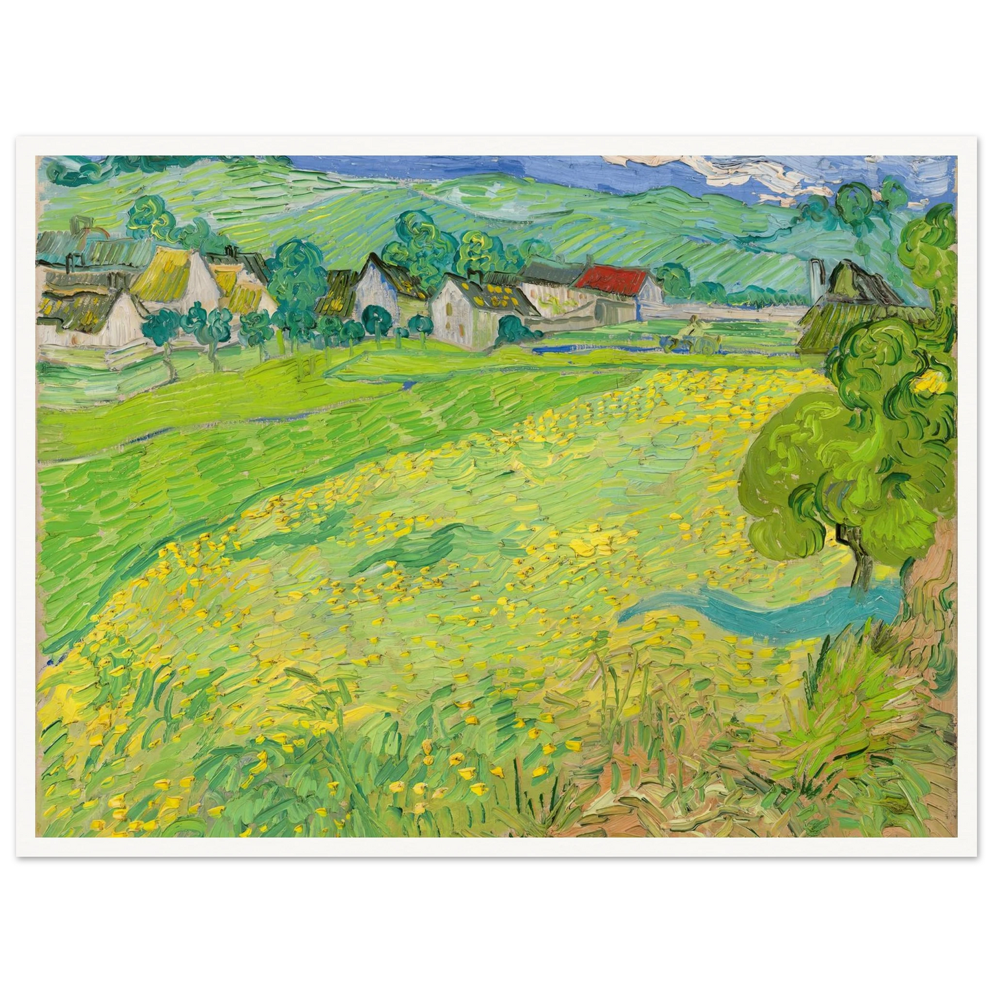 View of Vessenots Near Auvers (1890) Art Print | Vincent van Gogh - Framed Poster - 30x40 cm / 12x16″ - Black frame