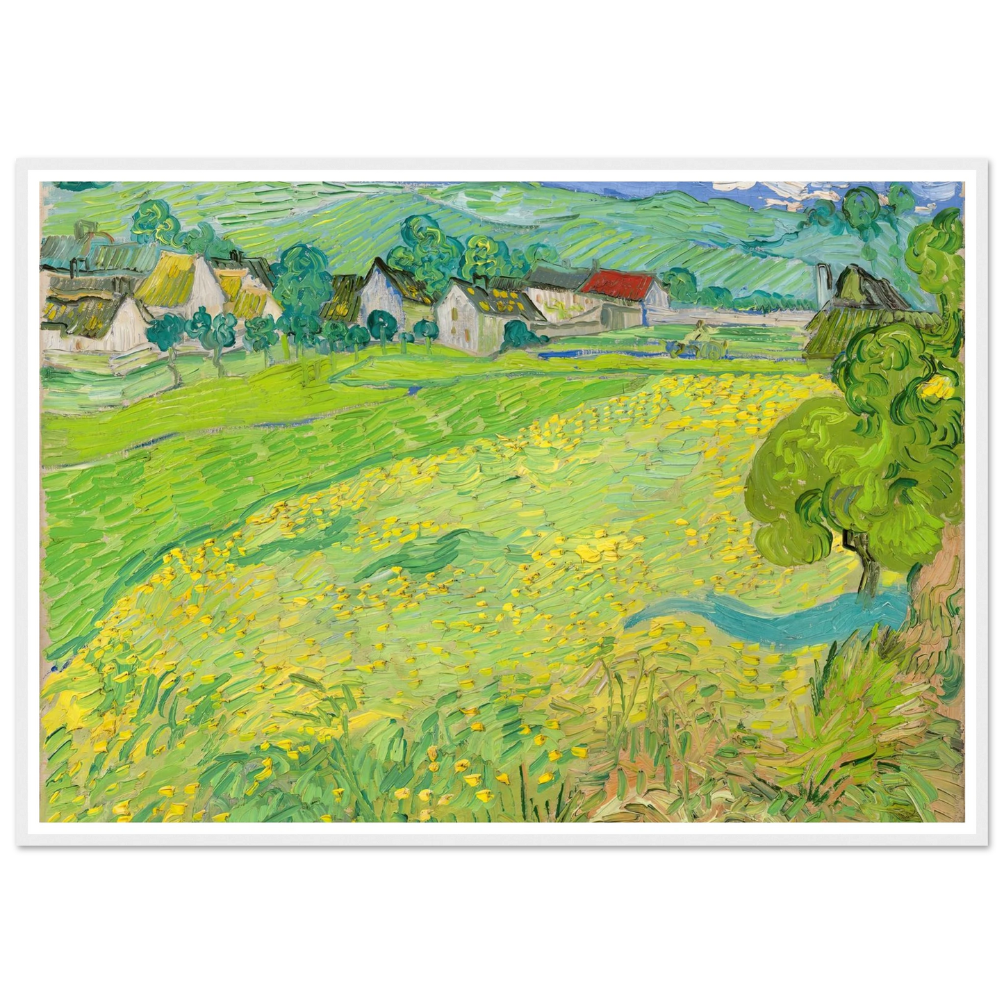 View of Vessenots Near Auvers (1890) Art Print | Vincent van Gogh - Framed Poster - 30x40 cm / 12x16″ - Black frame