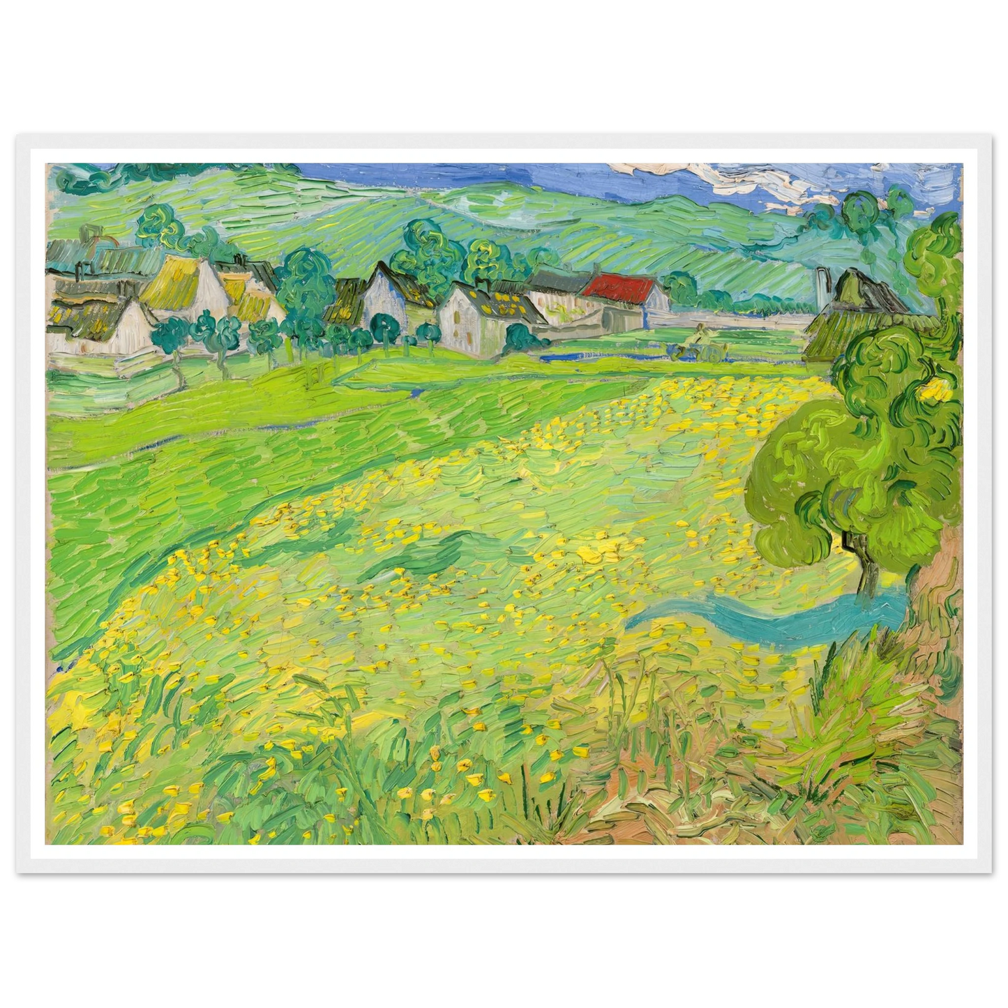 View of Vessenots Near Auvers (1890) Art Print | Vincent van Gogh - Framed Poster - 30x40 cm / 12x16″ - Black frame