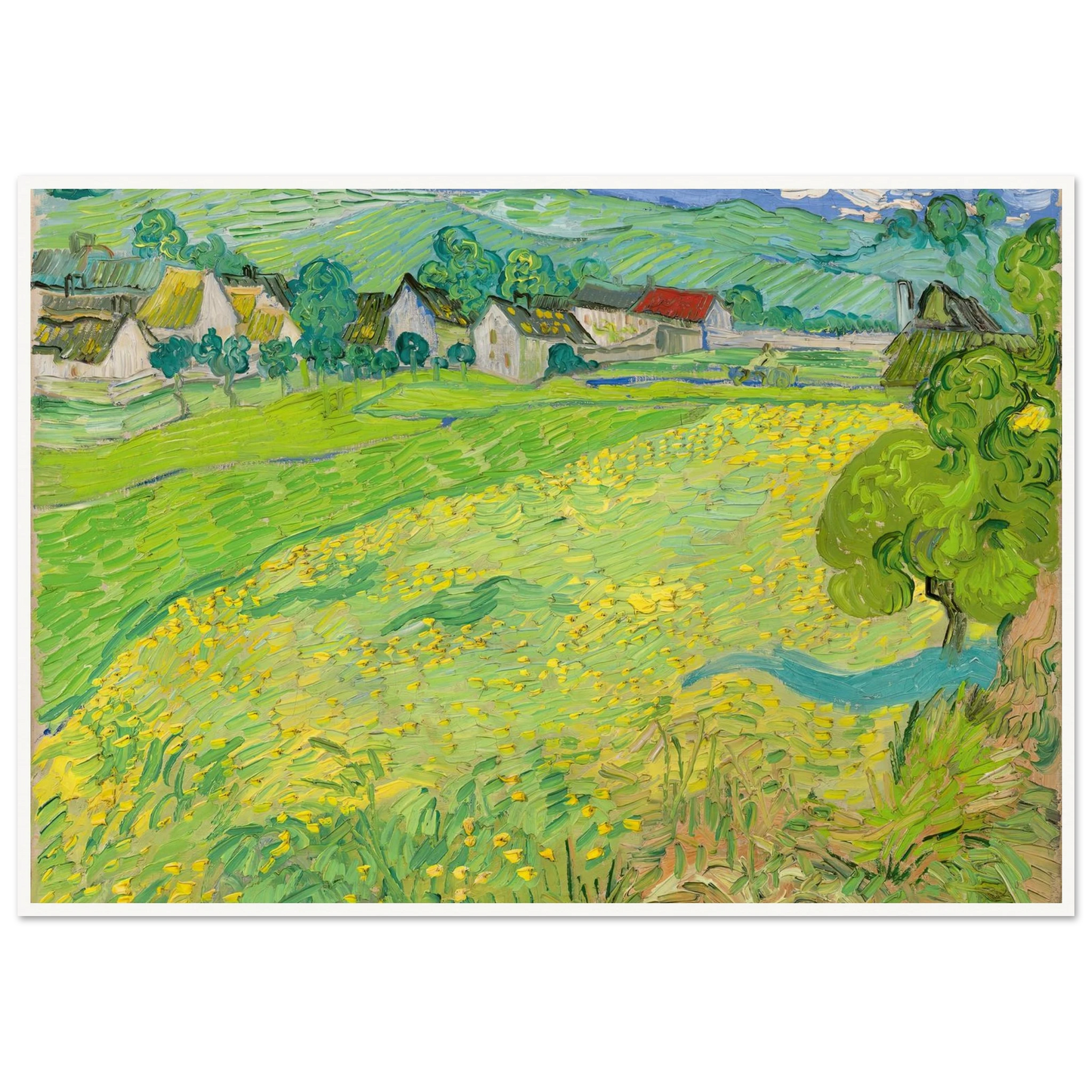 View of Vessenots Near Auvers (1890) Art Print | Vincent van Gogh - Framed Poster - 30x40 cm / 12x16″ - Black frame