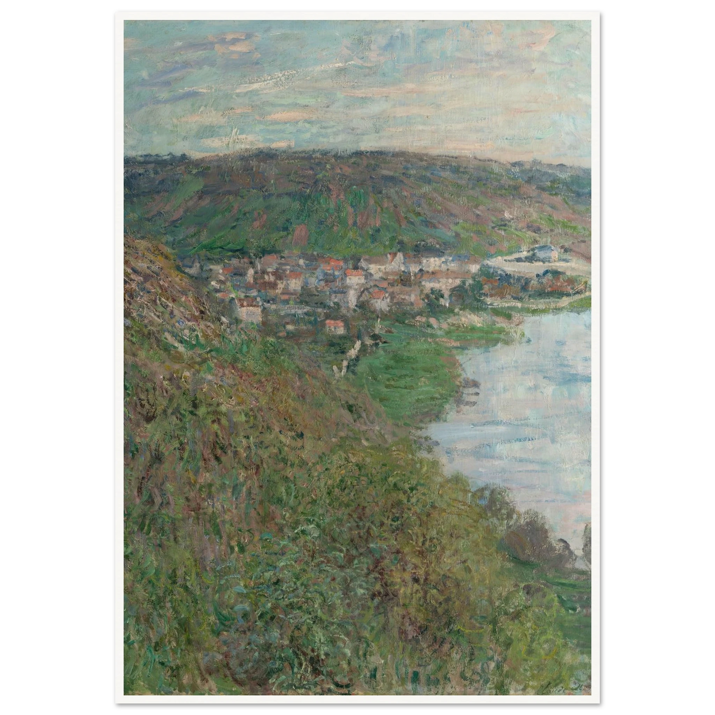 View of Vétheuil (1880) Art Print | Claude Monet - Framed Poster - 30x40 cm / 12x16″ - Black frame