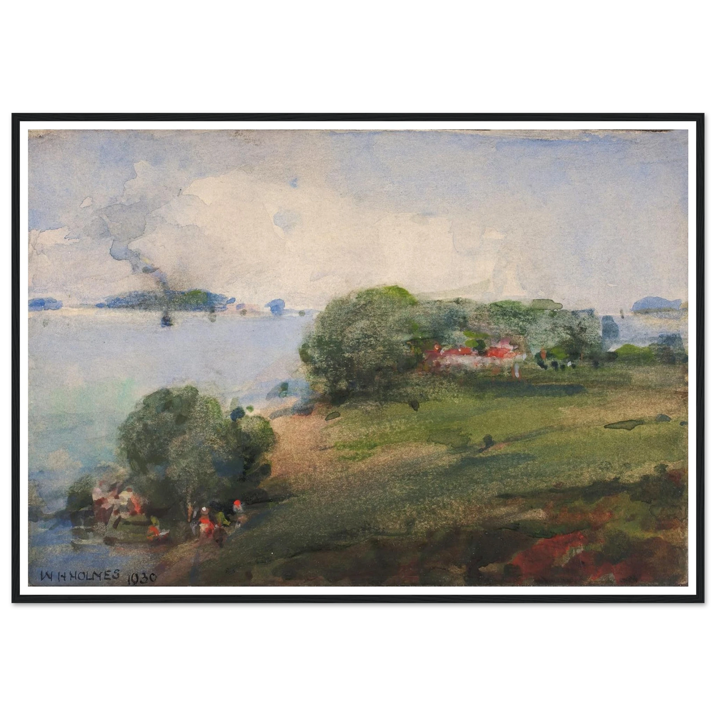 View On The Potomac (1930) Art Print | William Henry Holmes - Framed Poster - 70x100 cm / 28x40″ - Black frame
