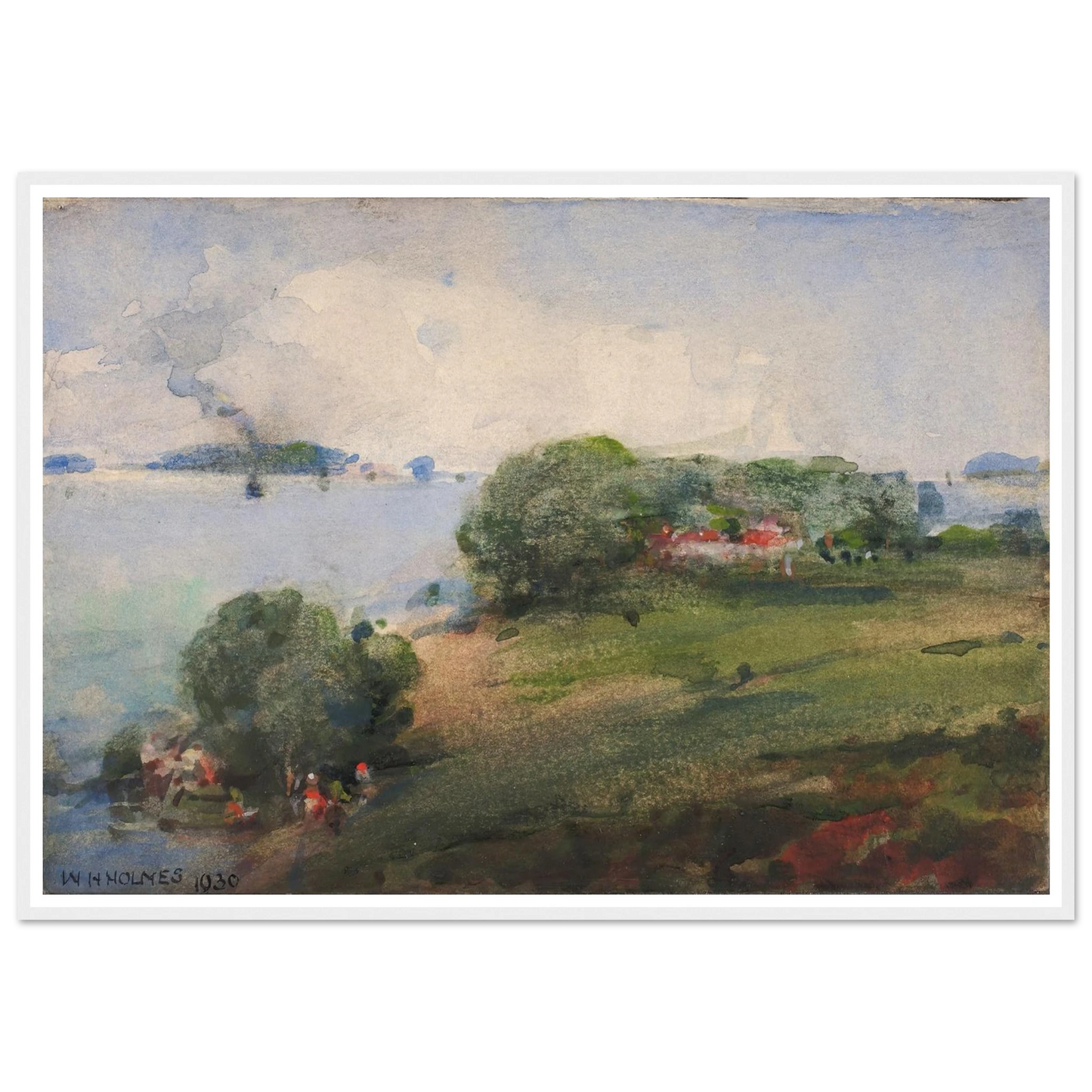 View On The Potomac (1930) Art Print | William Henry Holmes - Framed Poster - 70x100 cm / 28x40″ - Black frame