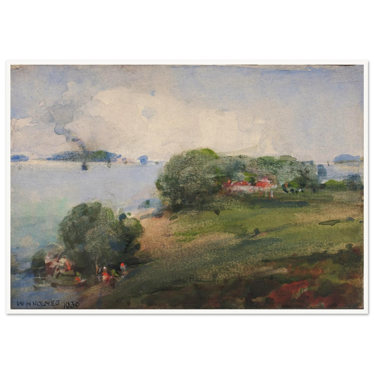 View On The Potomac (1930) Art Print | William Henry Holmes - Framed Poster - 70x100 cm / 28x40″ - Black frame