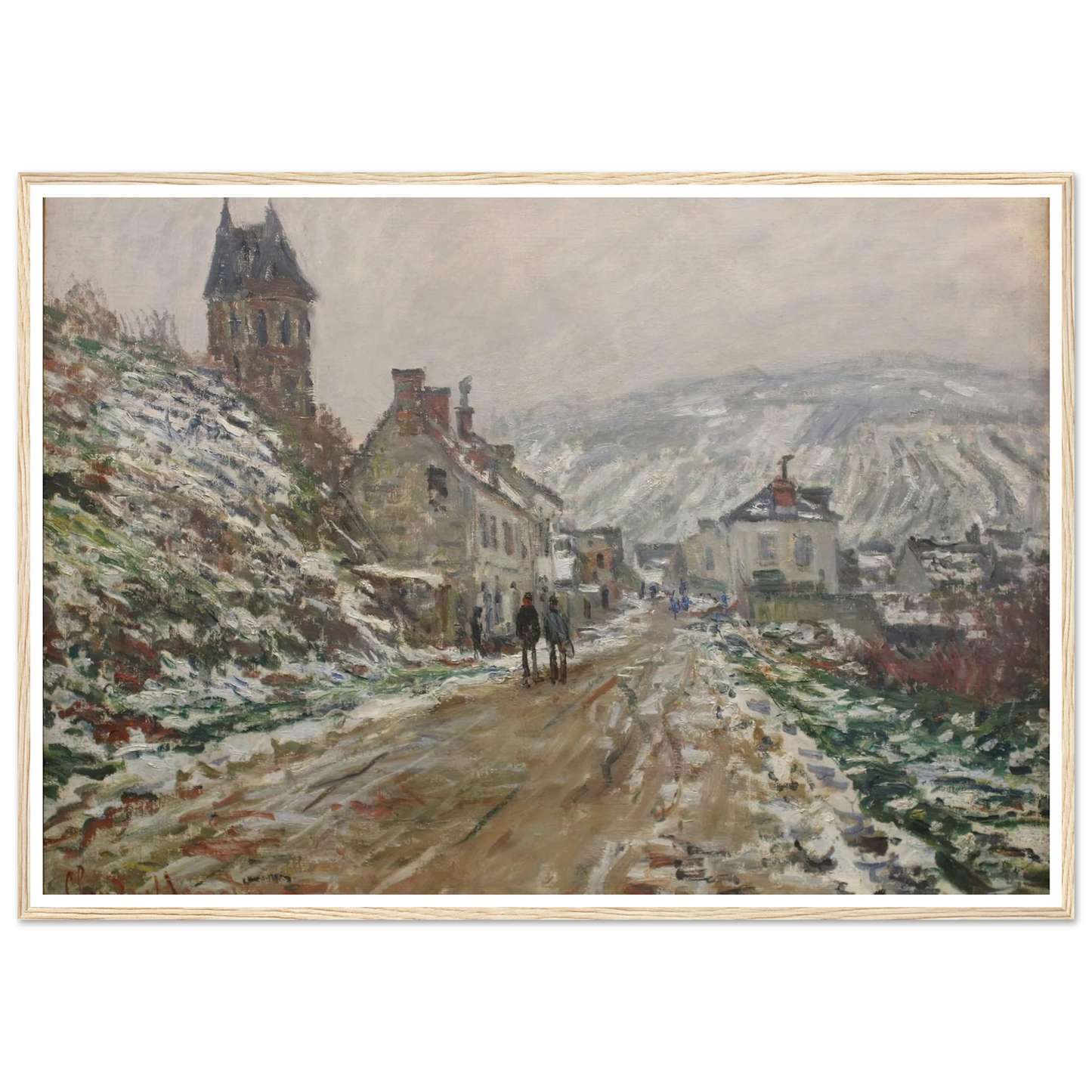 Village Street, Vétheuil (1879) Art Print | Claude Monet - Framed Poster - 30x40 cm / 12x16″ - Black frame