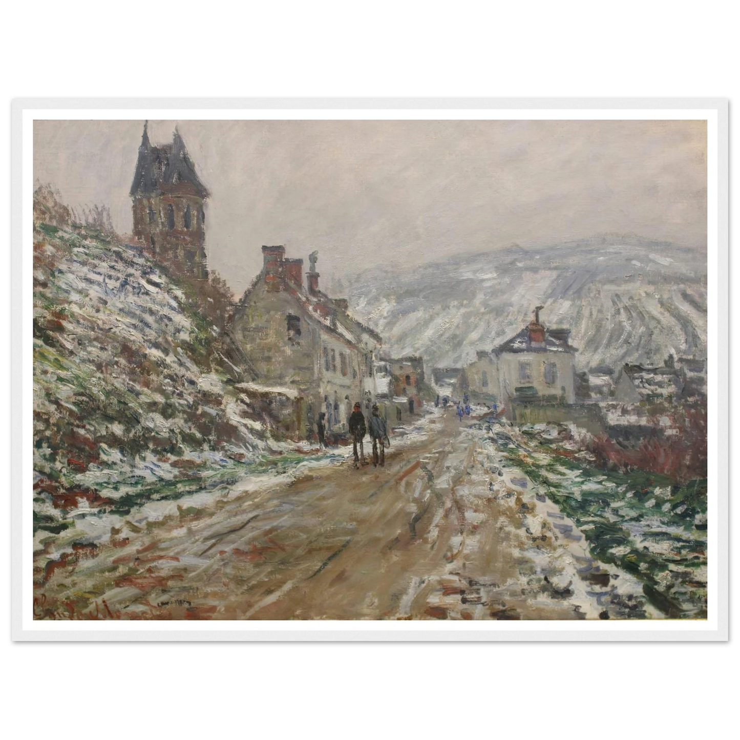 Village Street, Vétheuil (1879) Art Print | Claude Monet - Framed Poster - 30x40 cm / 12x16″ - Black frame