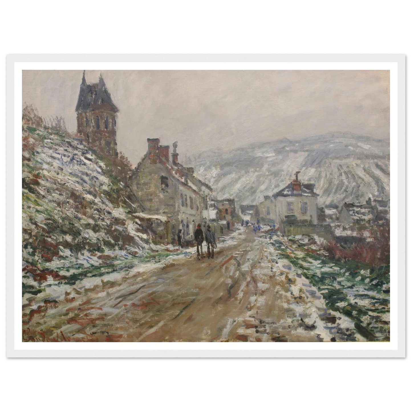 Village Street, Vétheuil (1879) Art Print | Claude Monet - Framed Poster - 30x40 cm / 12x16″ - Black frame