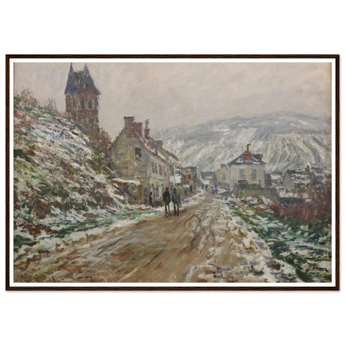 Village Street, Vétheuil (1879) Art Print | Claude Monet - Framed Poster - 30x40 cm / 12x16″ - Black frame