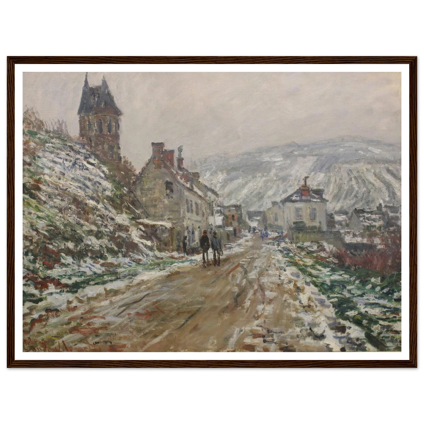 Village Street, Vétheuil (1879) Art Print | Claude Monet - Framed Poster - 30x40 cm / 12x16″ - Black frame