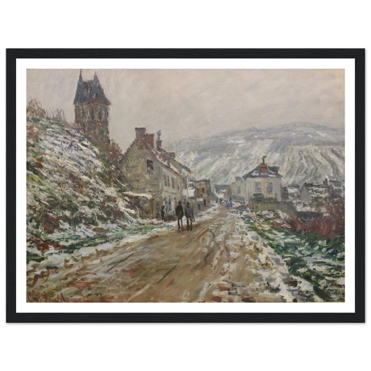 Village Street, Vétheuil (1879) Art Print | Claude Monet - Framed Poster - 30x40 cm / 12x16″ - Black frame