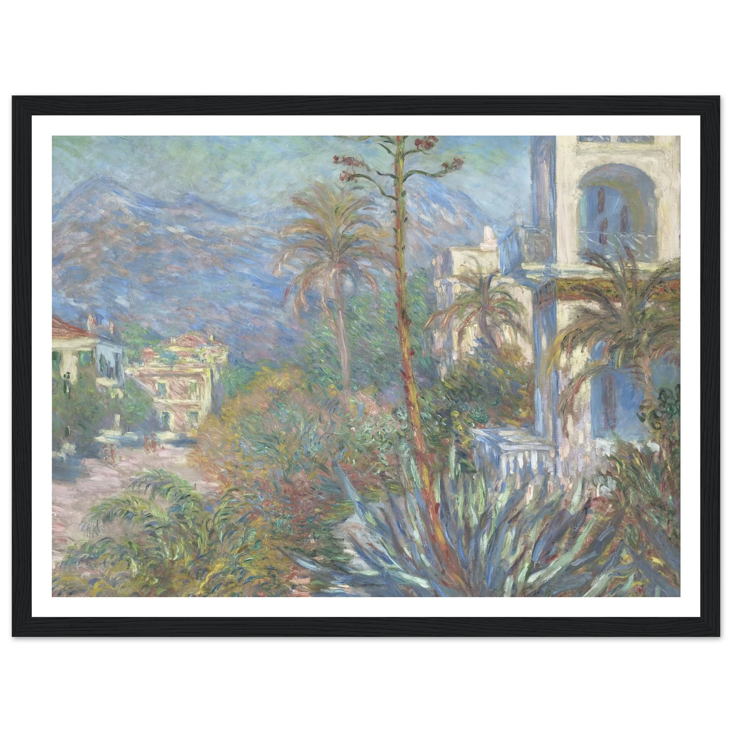 Villas at Bordighera (1884) Art Print | Claude Monet - Framed Poster - 30x40 cm / 12x16″ - Black frame