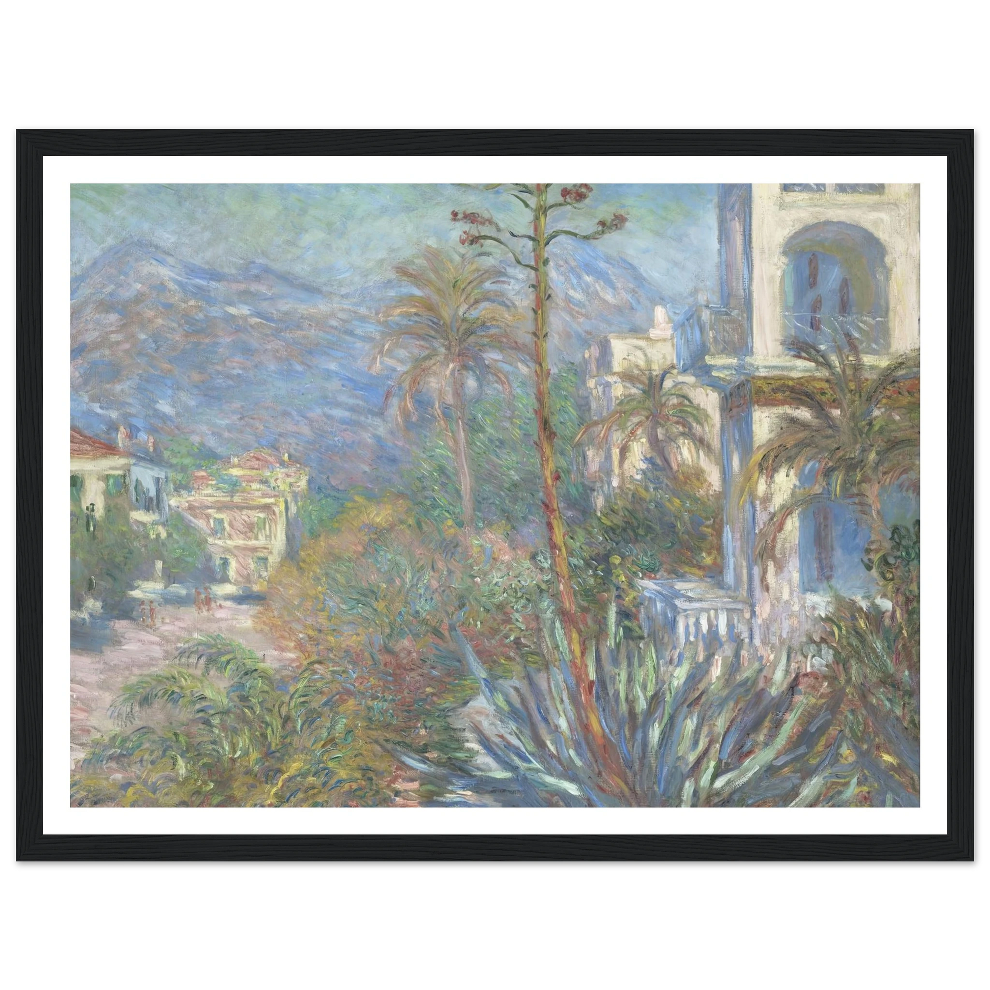 Villas at Bordighera (1884) Art Print | Claude Monet - Framed Poster - 30x40 cm / 12x16″ - Black frame