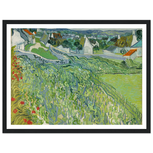 Vineyards at Auvers (1890) Art Print | Vincent van Gogh - Framed Poster - 30x40 cm / 12x16″ - Black frame