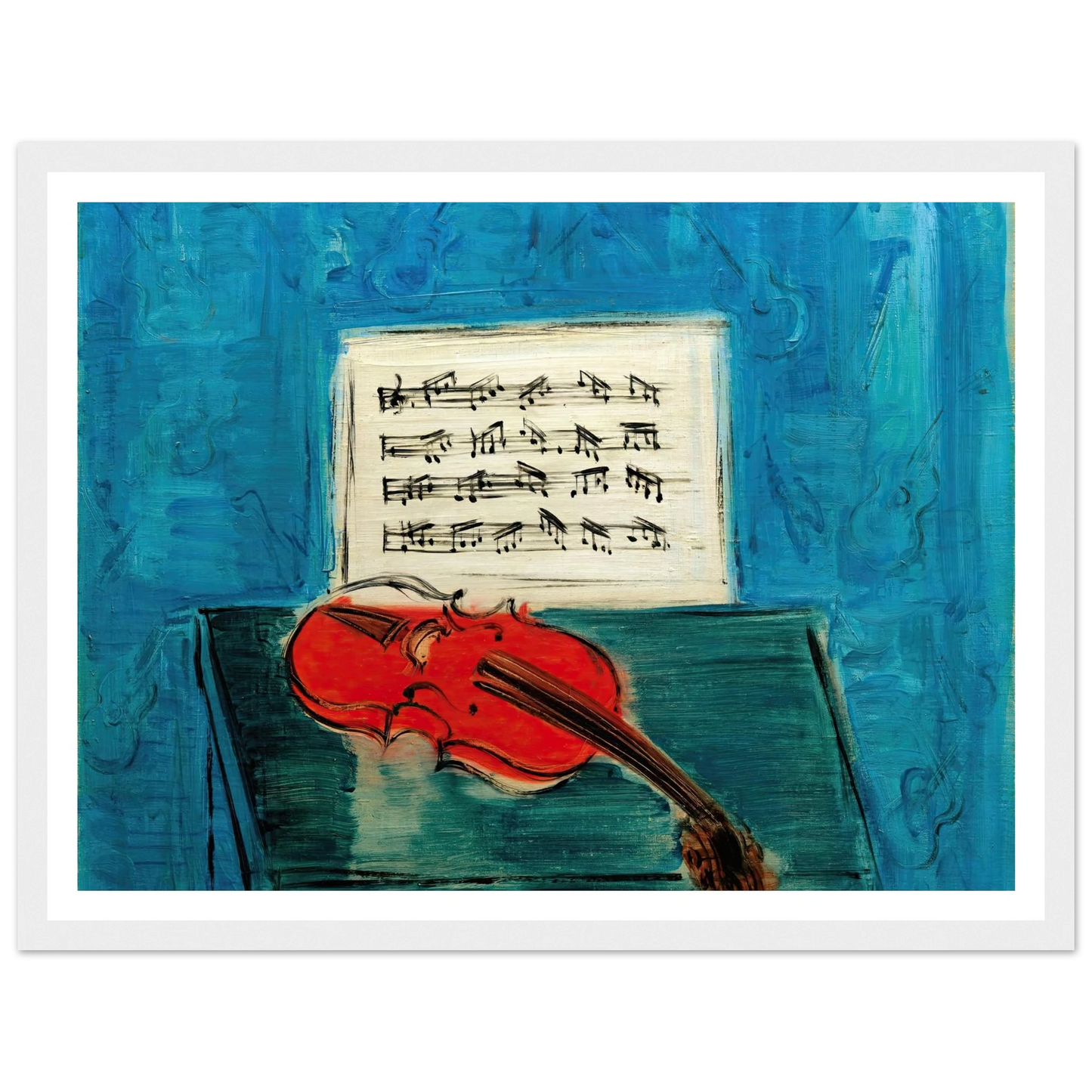 Violon rouge sur fond bleu (1946) Art Print | Raoul Dufy - Framed Poster - 30x40 cm / 12x16″ - Black frame