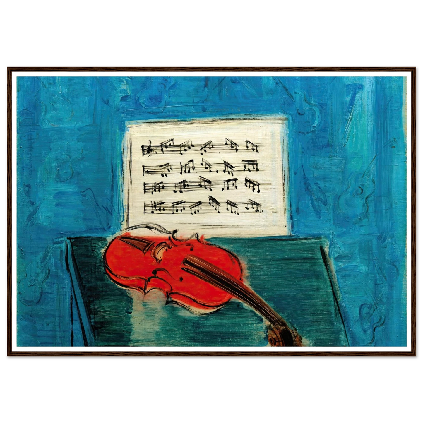 Violon rouge sur fond bleu (1946) Art Print | Raoul Dufy - Framed Poster - 30x40 cm / 12x16″ - Black frame