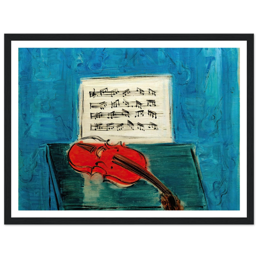 Violon rouge sur fond bleu (1946) Art Print | Raoul Dufy - Framed Poster - 30x40 cm / 12x16″ - Black frame
