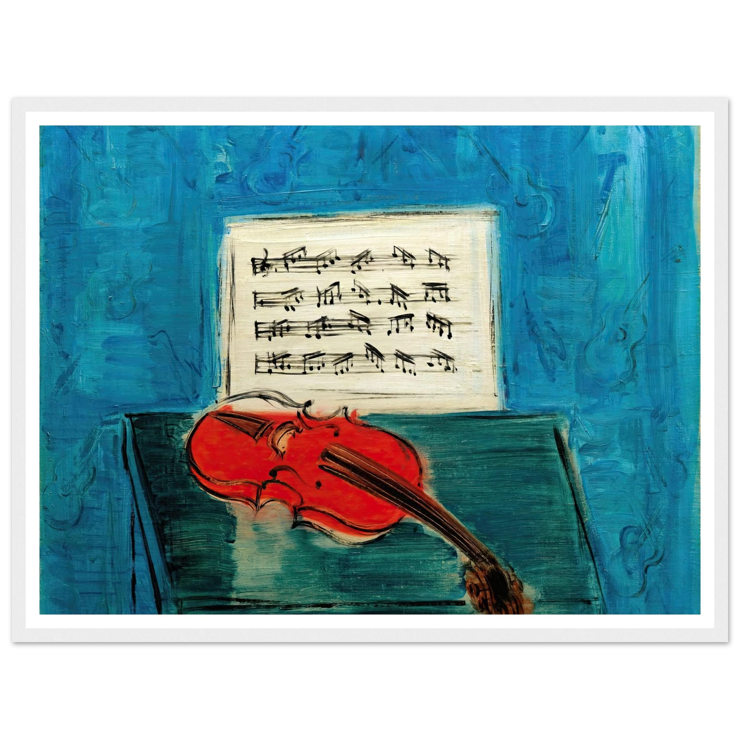 Violon rouge sur fond bleu (1946) Art Print | Raoul Dufy - Framed Poster - 30x40 cm / 12x16″ - Black frame