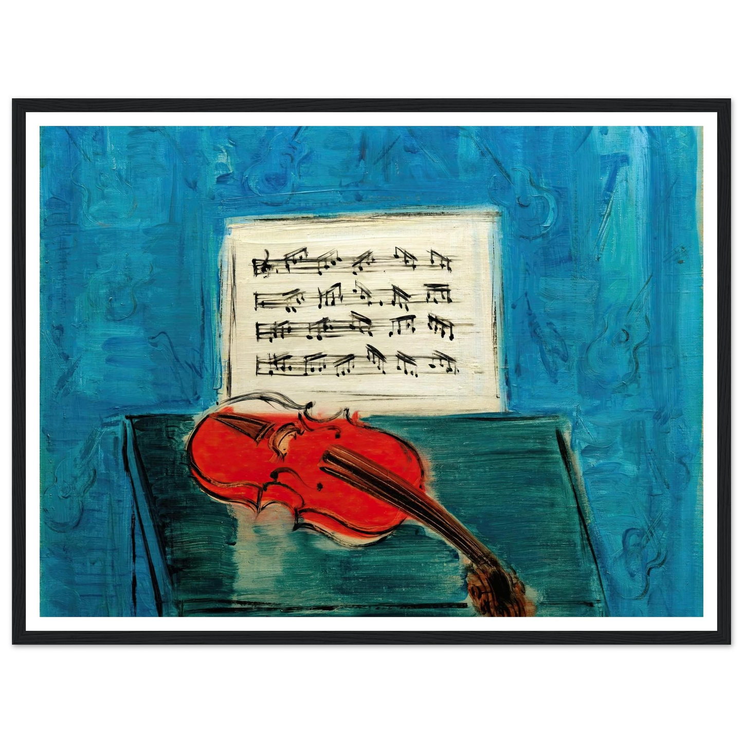 Violon rouge sur fond bleu (1946) Art Print | Raoul Dufy - Framed Poster - 30x40 cm / 12x16″ - Black frame