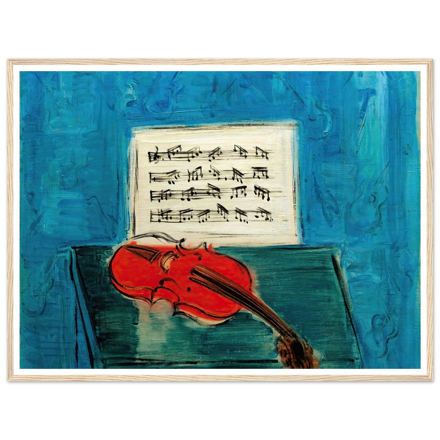 Violon rouge sur fond bleu (1946) Art Print | Raoul Dufy - Framed Poster - 30x40 cm / 12x16″ - Black frame