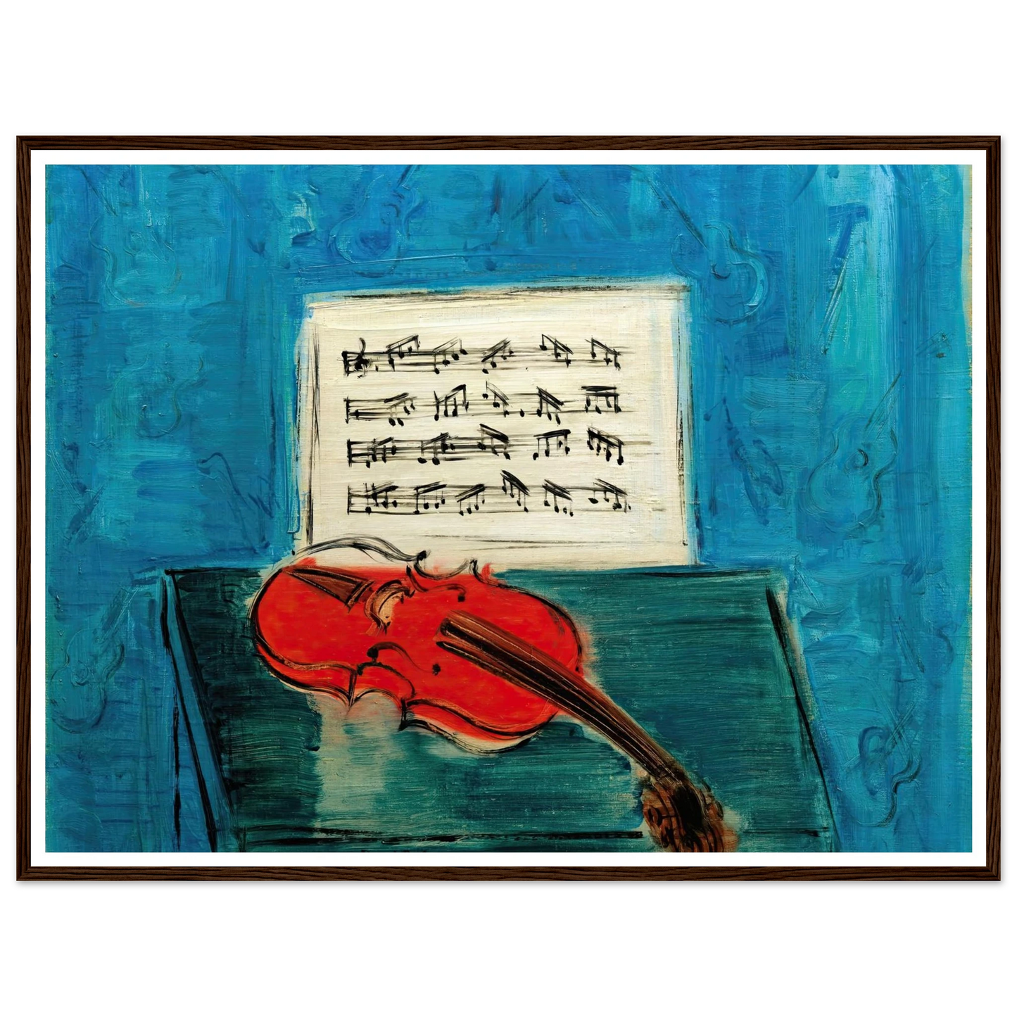 Violon rouge sur fond bleu (1946) Art Print | Raoul Dufy - Framed Poster - 30x40 cm / 12x16″ - Black frame