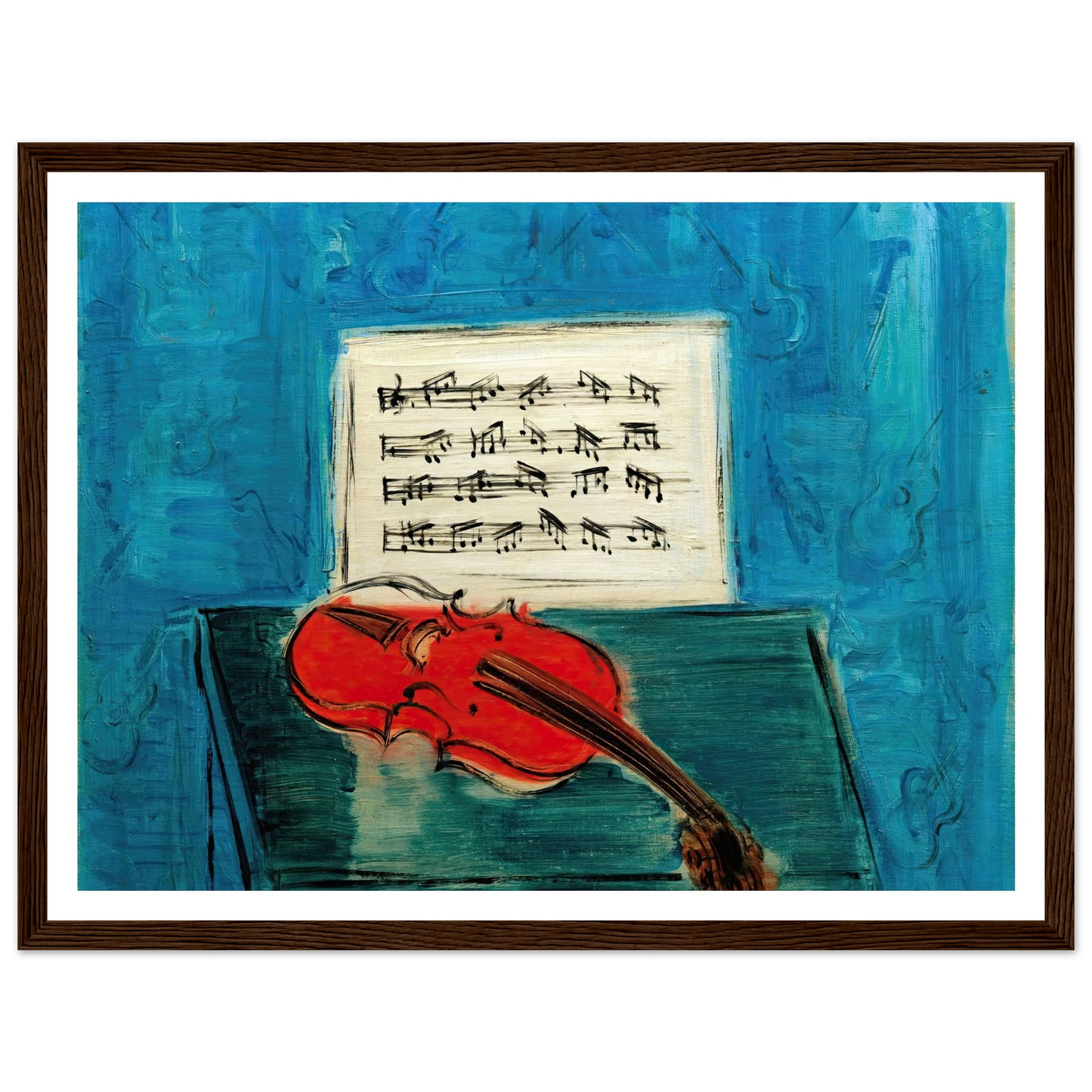 Violon rouge sur fond bleu (1946) Art Print | Raoul Dufy - Framed Poster - 30x40 cm / 12x16″ - Black frame