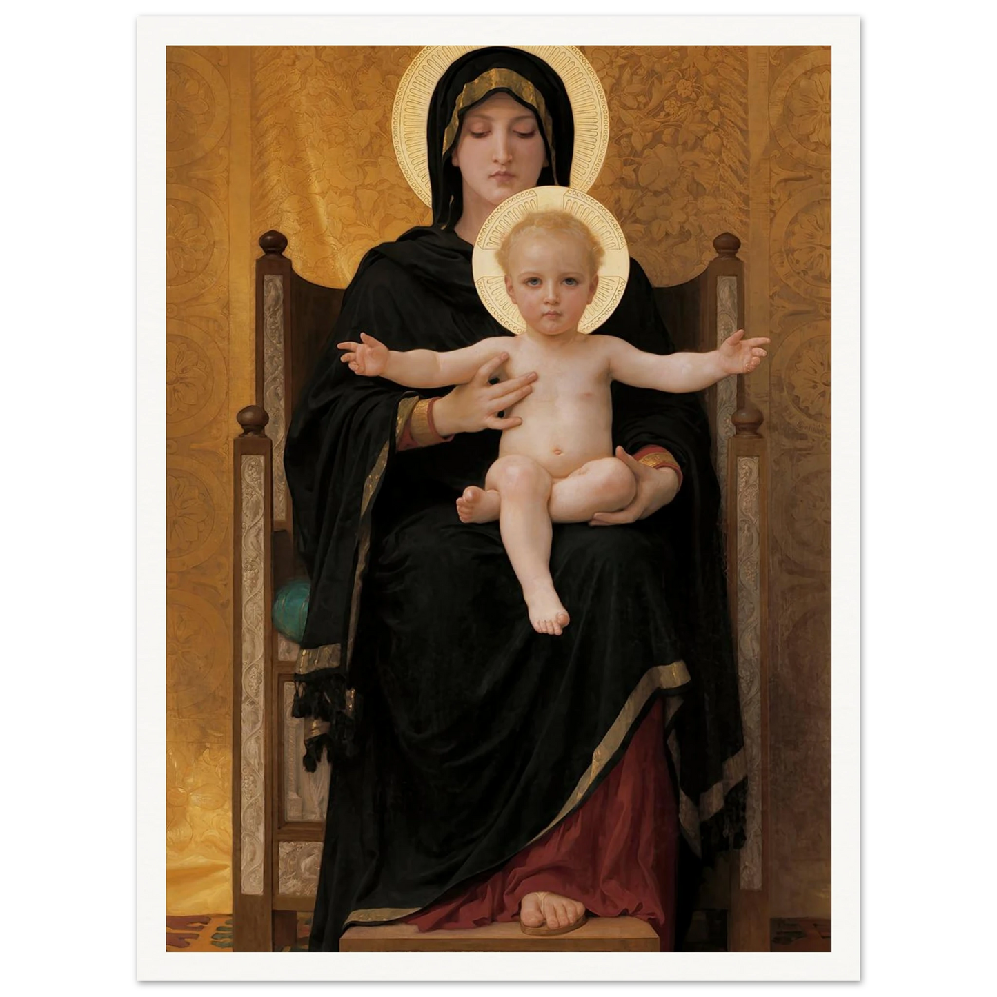 Virgin and Child (1888) Art Print | William Bouguereau - Framed Poster - 30x40 cm / 12x16″ - Black frame