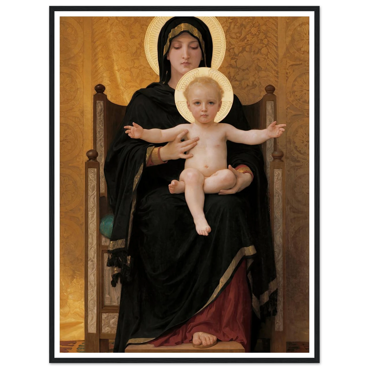 Virgin and Child (1888) Art Print | William Bouguereau - Framed Poster - 30x40 cm / 12x16″ - Black frame