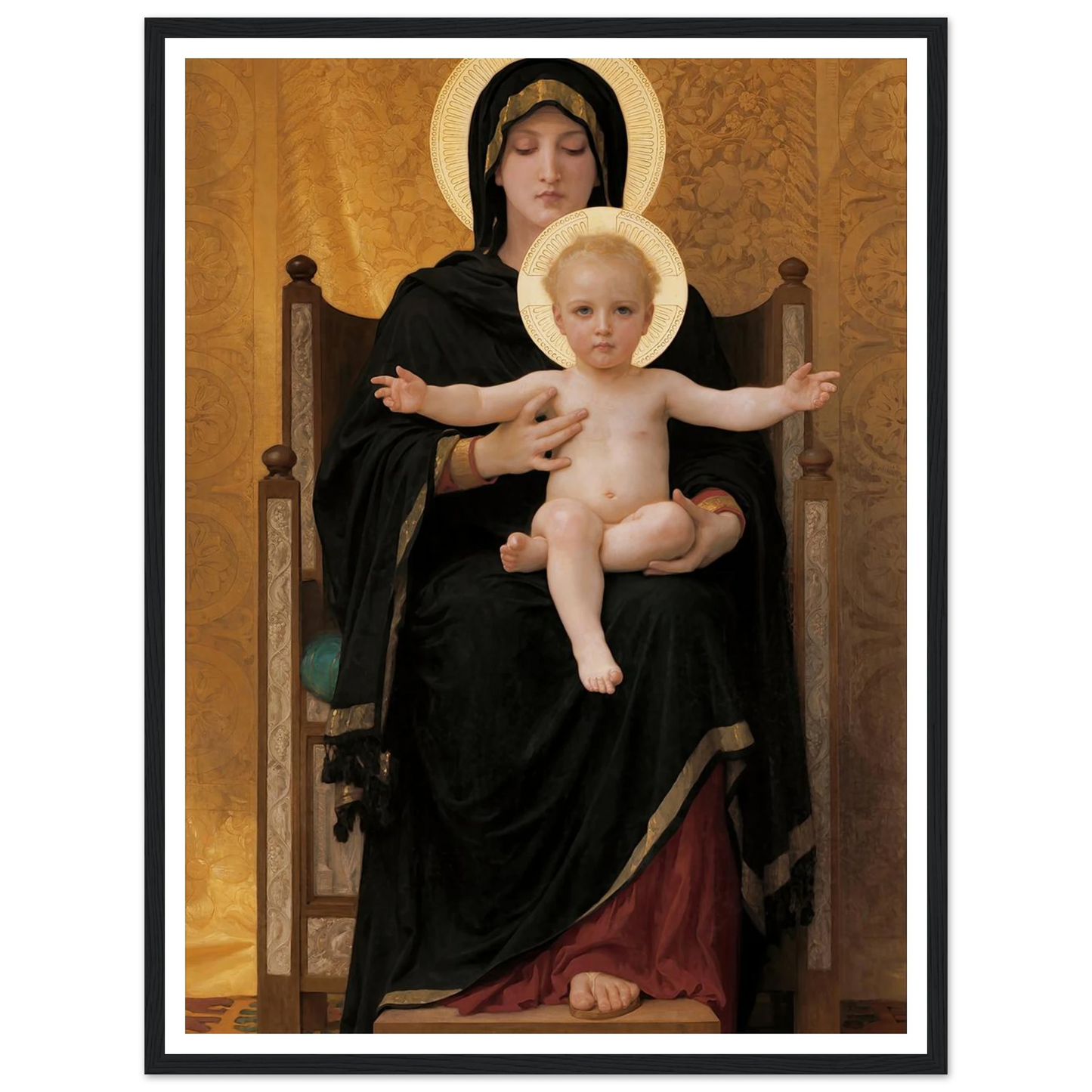 Virgin and Child (1888) Art Print | William Bouguereau - Framed Poster - 30x40 cm / 12x16″ - Black frame