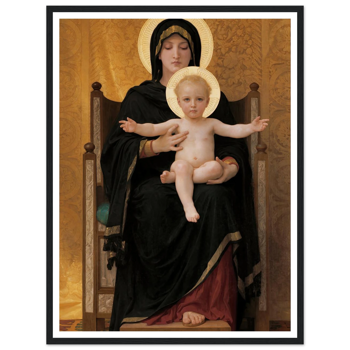Virgin and Child (1888) Art Print | William Bouguereau - Framed Poster - 30x40 cm / 12x16″ - Black frame