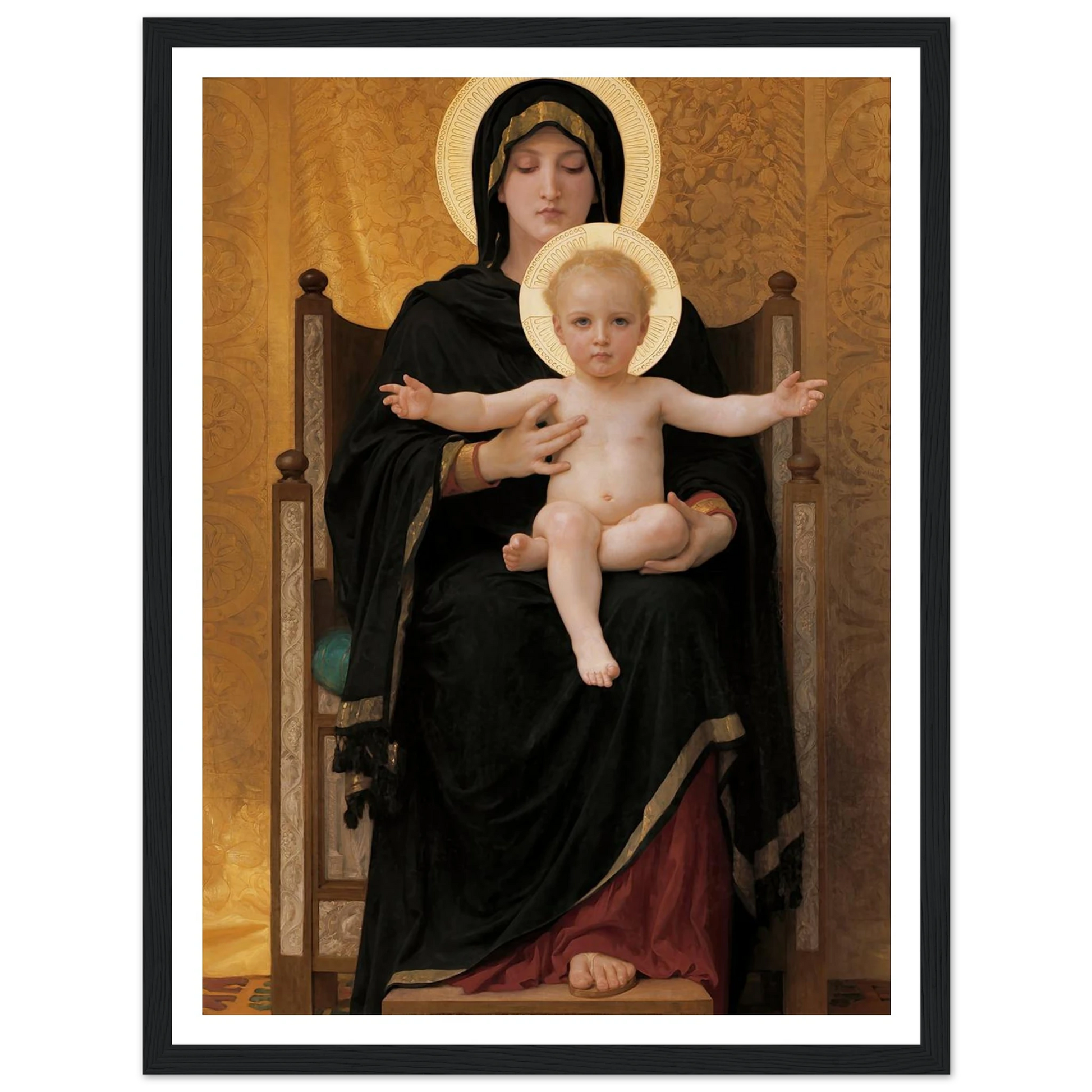 Virgin and Child (1888) Art Print | William Bouguereau - Framed Poster - 30x40 cm / 12x16″ - Black frame