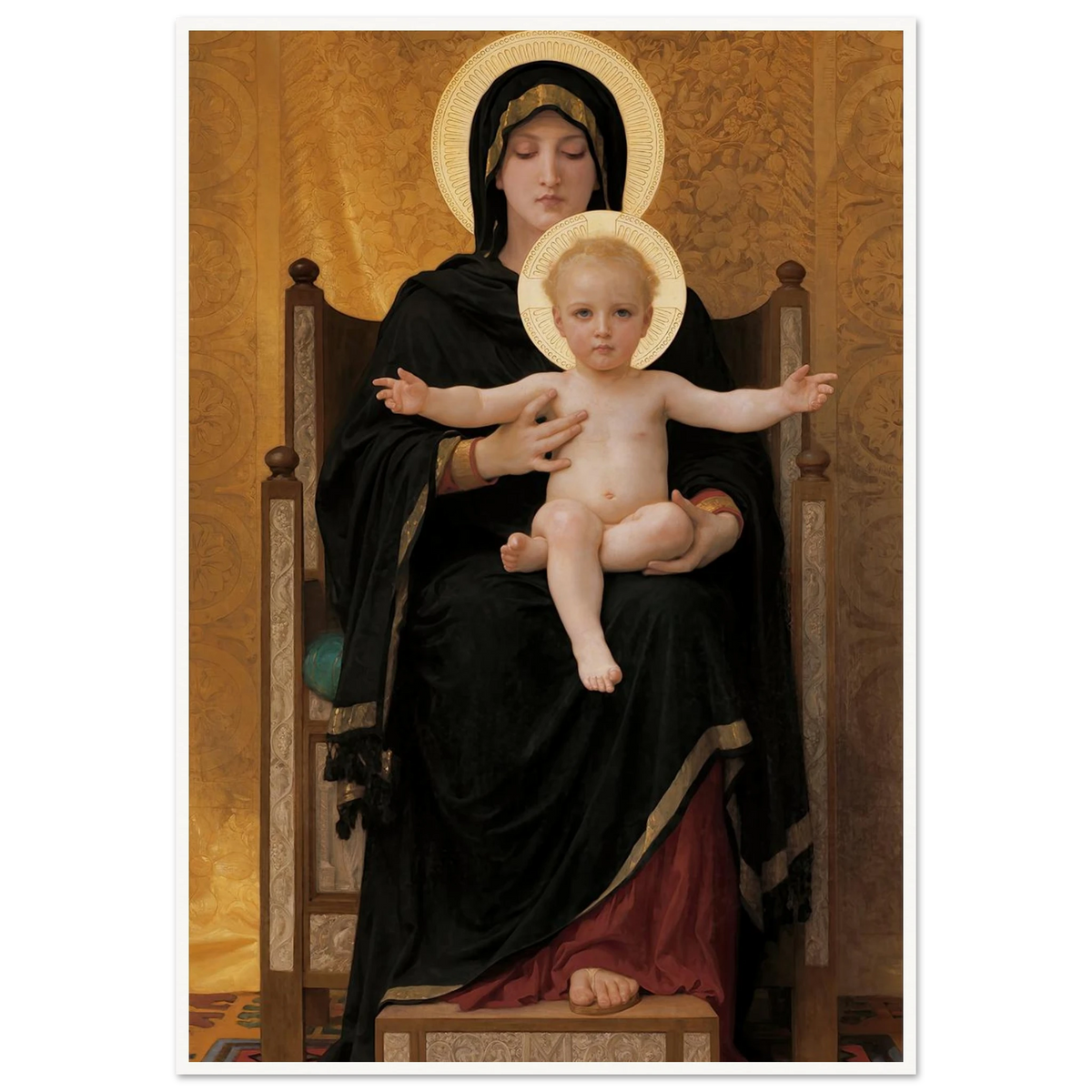 Virgin and Child (1888) Art Print | William Bouguereau - Framed Poster - 30x40 cm / 12x16″ - Black frame