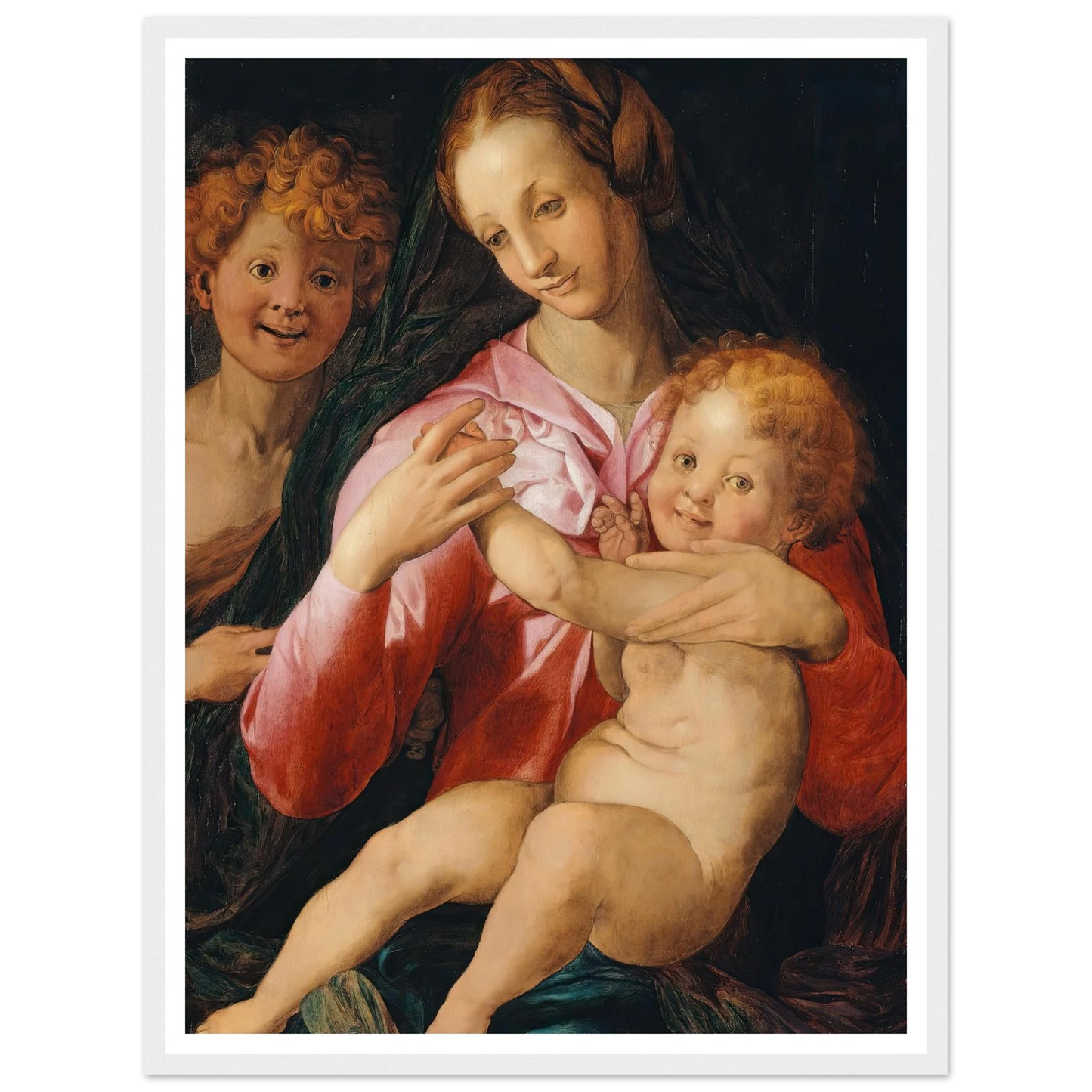 Virgin and Child with the Young Saint John the Baptist (1527) Art Print | Agnolo Bronzino - Framed Poster - 30x40 cm / 12x16″ - Black frame