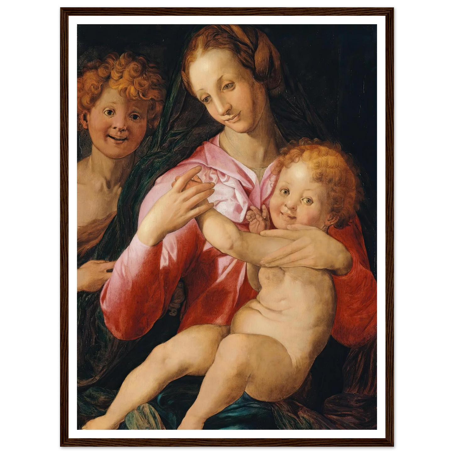 Virgin and Child with the Young Saint John the Baptist (1527) Art Print | Agnolo Bronzino - Framed Poster - 30x40 cm / 12x16″ - Black frame