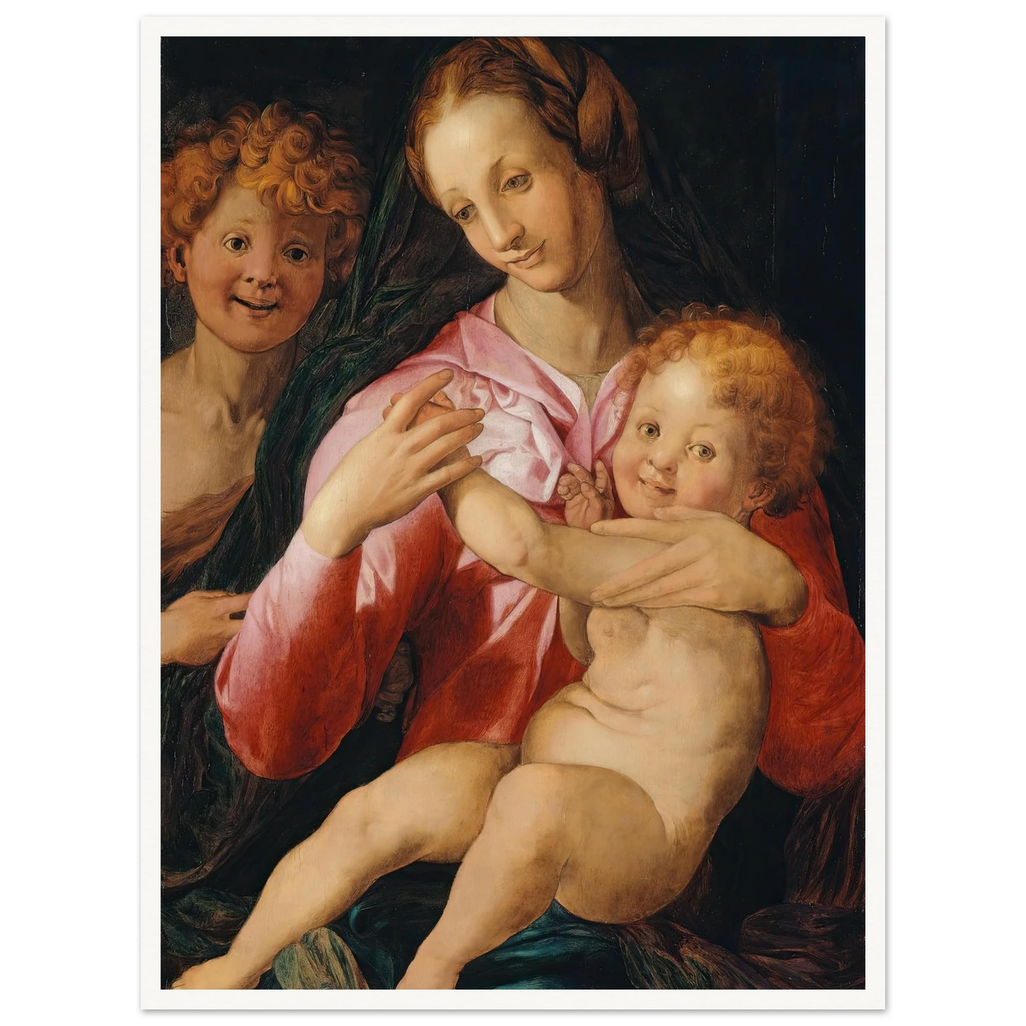 Virgin and Child with the Young Saint John the Baptist (1527) Art Print | Agnolo Bronzino - Framed Poster - 30x40 cm / 12x16″ - Black frame