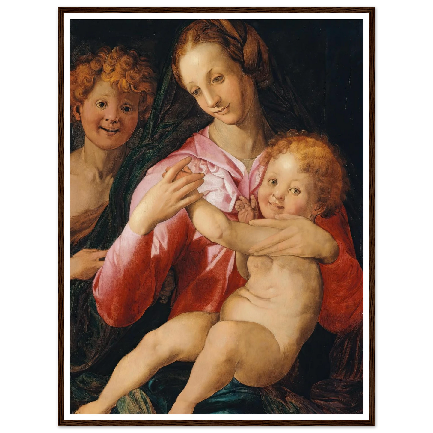 Virgin and Child with the Young Saint John the Baptist (1527) Art Print | Agnolo Bronzino - Framed Poster - 30x40 cm / 12x16″ - Black frame