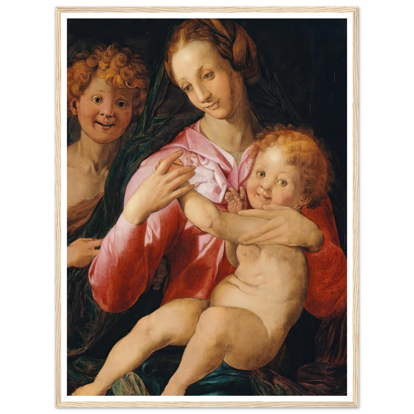 Virgin and Child with the Young Saint John the Baptist (1527) Art Print | Agnolo Bronzino - Framed Poster - 30x40 cm / 12x16″ - Black frame