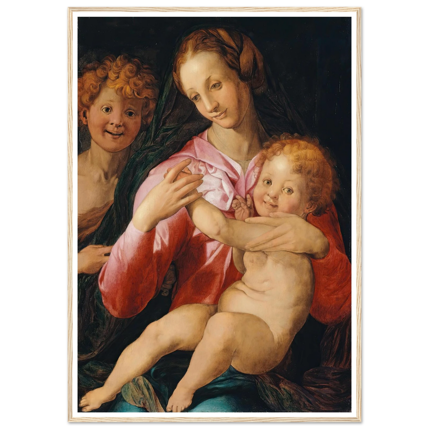 Virgin and Child with the Young Saint John the Baptist (1527) Art Print | Agnolo Bronzino - Framed Poster - 30x40 cm / 12x16″ - Black frame