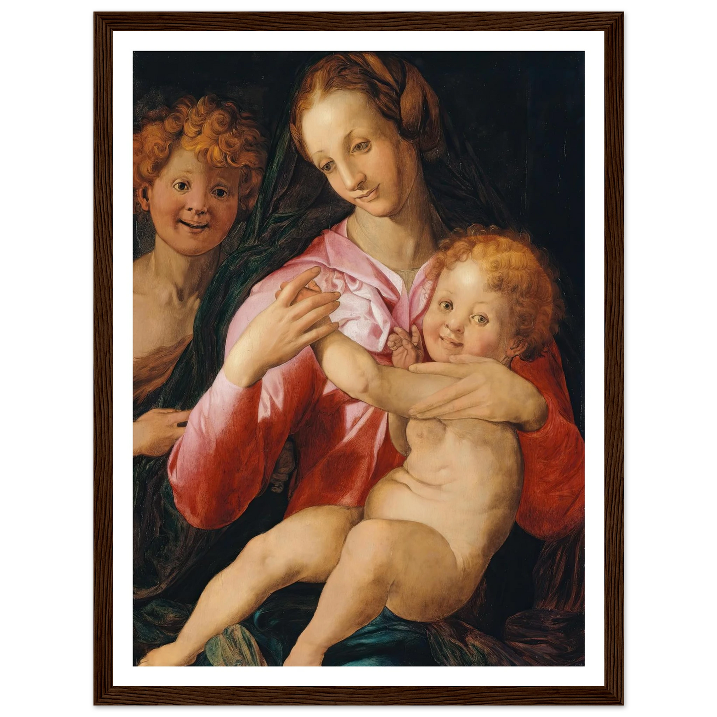 Virgin and Child with the Young Saint John the Baptist (1527) Art Print | Agnolo Bronzino - Framed Poster - 30x40 cm / 12x16″ - Black frame