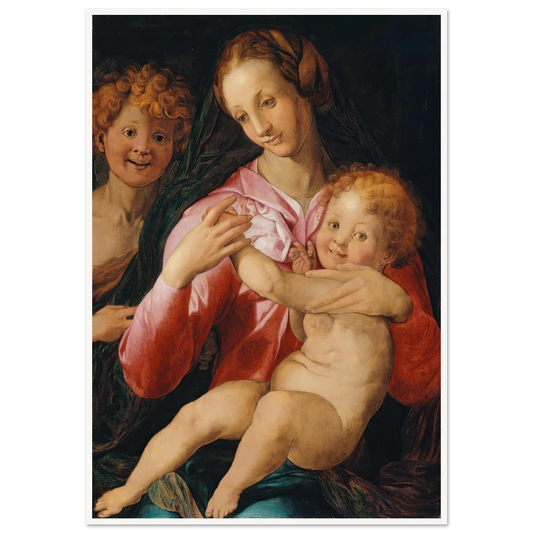 Virgin and Child with the Young Saint John the Baptist (1527) Art Print | Agnolo Bronzino - Framed Poster - 30x40 cm / 12x16″ - Black frame