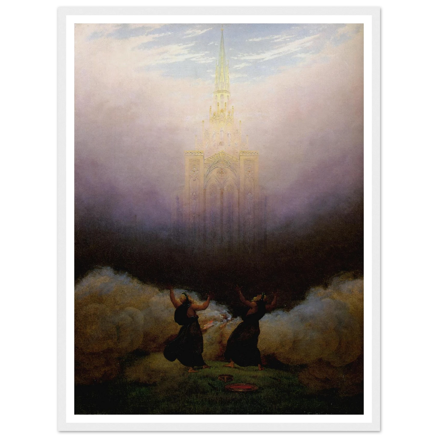 Vision de l'Eglise chrétienne Huile sur toile (1814) Art Print | Caspar David Friedrich - Framed Poster - 30x40 cm / 12x16″ - Black frame