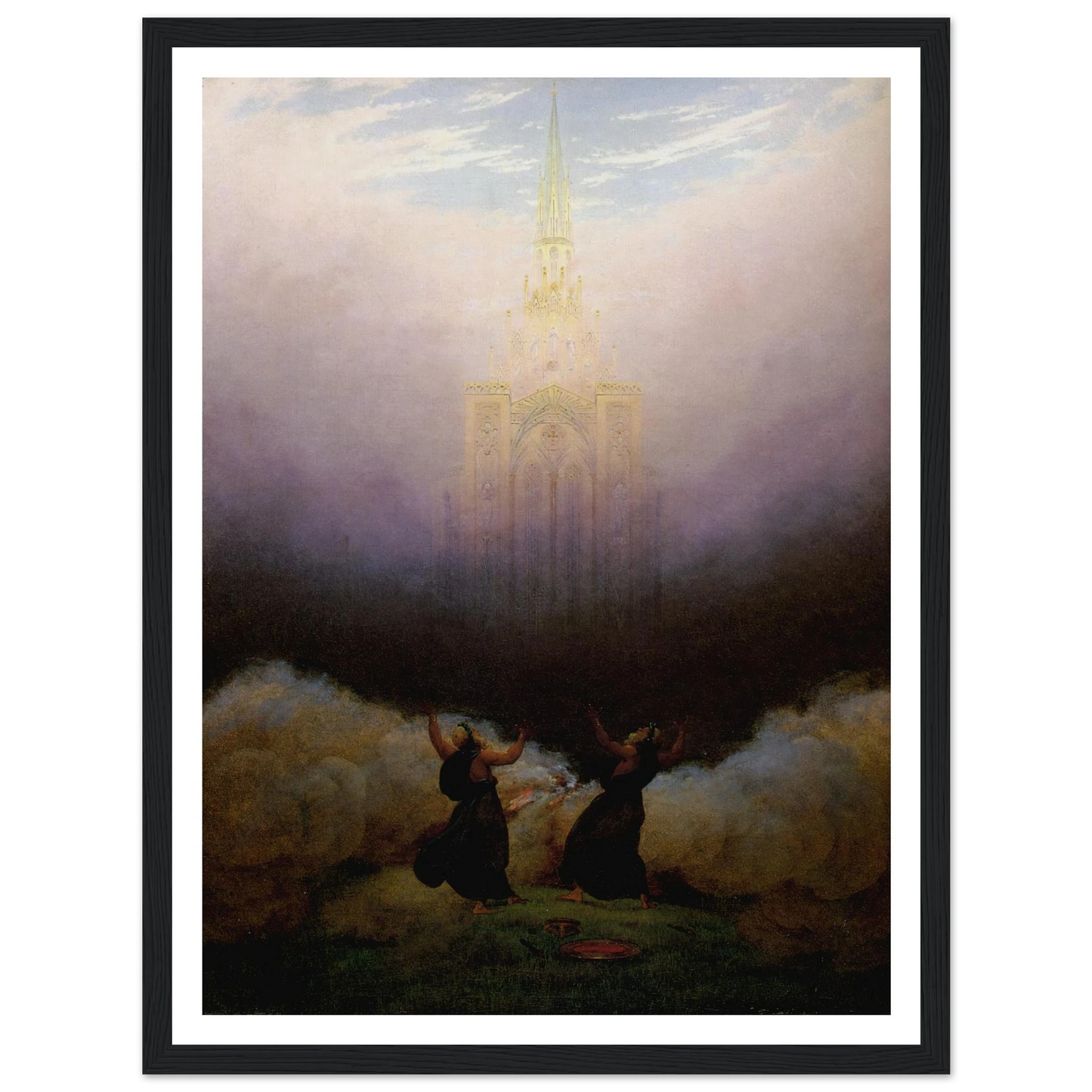 Vision de l'Eglise chrétienne Huile sur toile (1814) Art Print | Caspar David Friedrich - Framed Poster - 30x40 cm / 12x16″ - Black frame