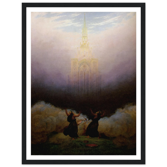 Vision de l'Eglise chrétienne Huile sur toile (1814) Art Print | Caspar David Friedrich - Framed Poster - 30x40 cm / 12x16″ - Black frame