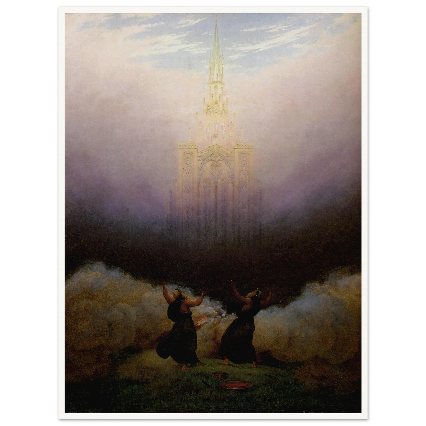 Vision de l'Eglise chrétienne Huile sur toile (1814) Art Print | Caspar David Friedrich - Framed Poster - 30x40 cm / 12x16″ - Black frame