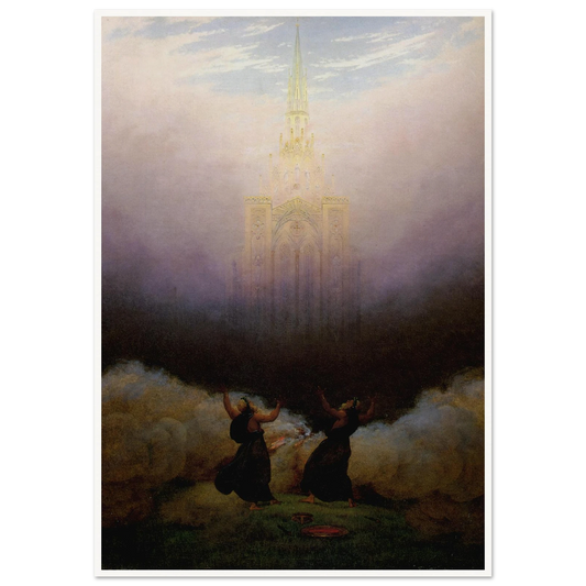 Vision de l'Eglise chrétienne Huile sur toile (1814) Art Print | Caspar David Friedrich - Framed Poster - 30x40 cm / 12x16″ - Black frame