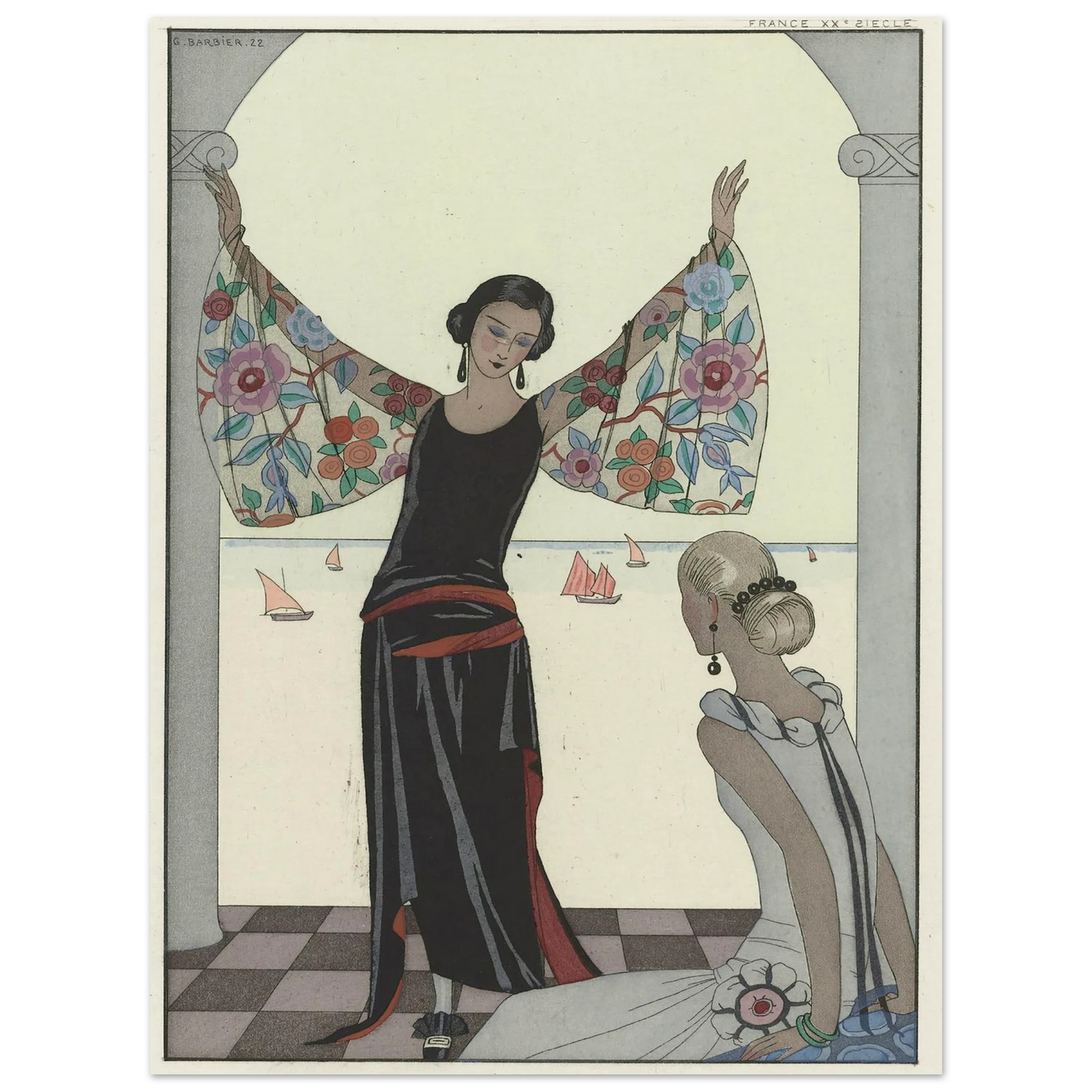Voici mes ailes ! (1922) Art Print | George Barbier - Framed Poster - 30x40 cm / 12x16″ - Black frame