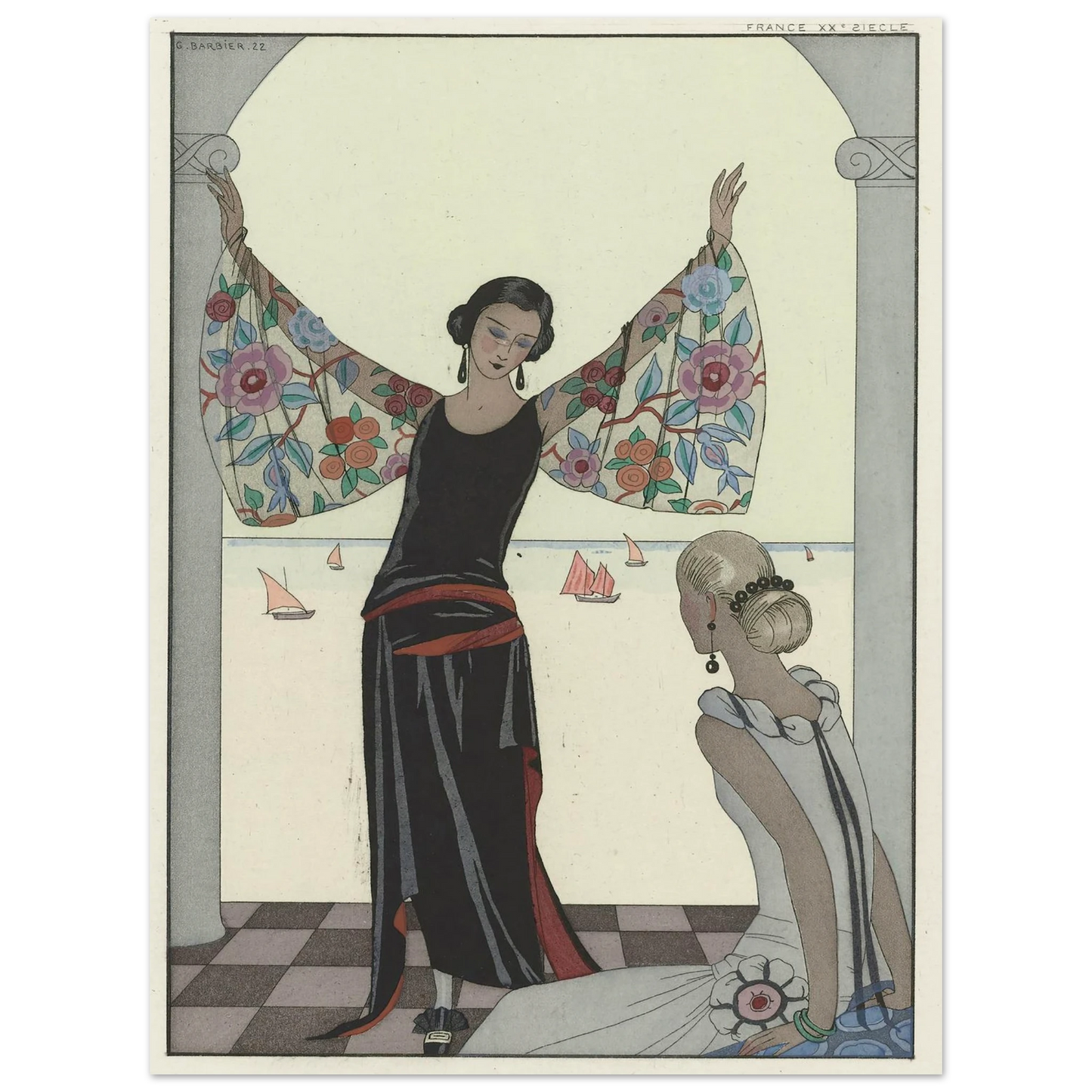 Voici mes ailes ! (1922) Art Print | George Barbier - Framed Poster - 30x40 cm / 12x16″ - Black frame