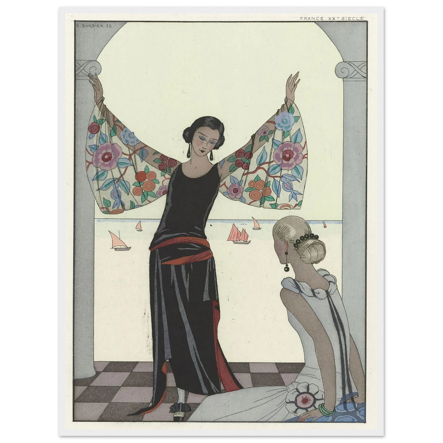 Voici mes ailes ! (1922) Art Print | George Barbier - Framed Poster - 30x40 cm / 12x16″ - Black frame